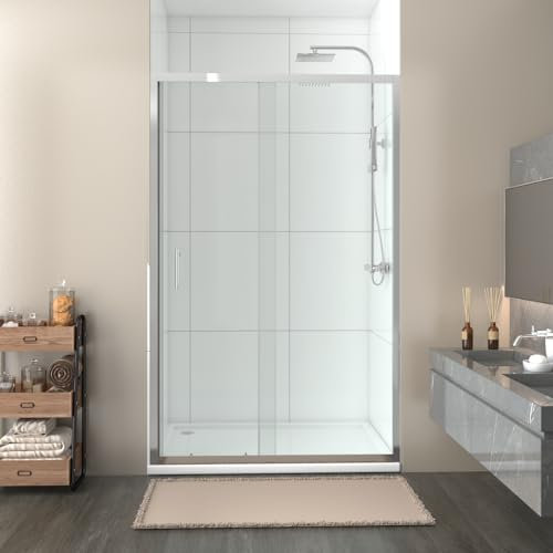 NRG 1300 x 700mm Shower Enclosures Single Sliding Shower Door Chrome Framed with Tray