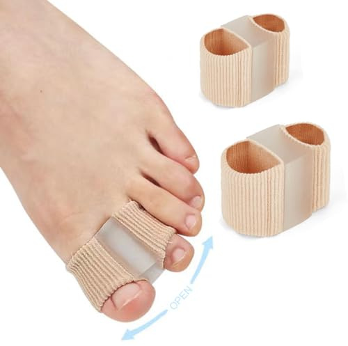 WKRTDY Set de 2 Punteras Ortopédicas de Gel para Dedos de los Pies, Corrección de Juanetes y Valgo con Agujeros Dobles y Fibra de Gel de Alto Desempeño,