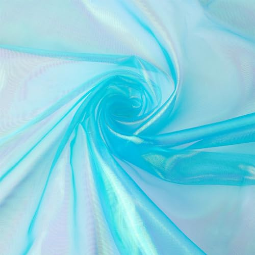 NBEADS Tessuto In Organza, Tessuto di Organza Solido Da Sposa Lungo 3.28 iarda 1.5 m di Larghezza Tessuti In Poliestere con Sfumatura Magica per Abiti Da Palcoscenico, Cielo Blu Profondo