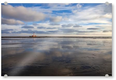 artboxONE Acrylglasbild 120x80 cm Reise/Strand und Meer Leuchtturm - Westerheversand - Bild nordfriesland