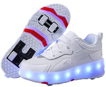 ENEN Schuhe mit Rollen für Mädchen Jungen Skateboardschuhe mit 4 Rollen Skateboardschuhe für Sportschuhe Outdoorschuhe Rollschuhe Kinder 2-in-1-Sneakers -156