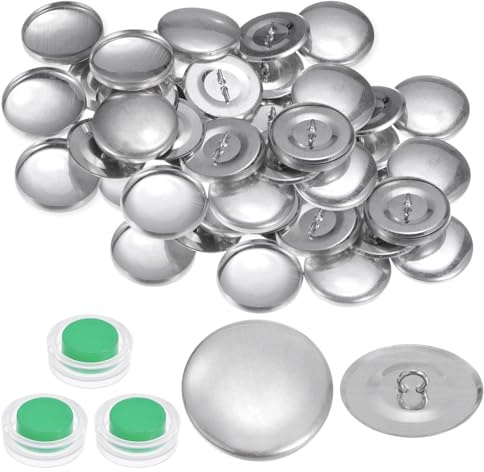 QUARKZMAN 30 Juegos de Kit de Botones Autoadhesivos 44L 1.1 27mm con Respaldos de Alambre, Botones de Aluminio para Cubrir Tela, Kit de Botones Cubiertos