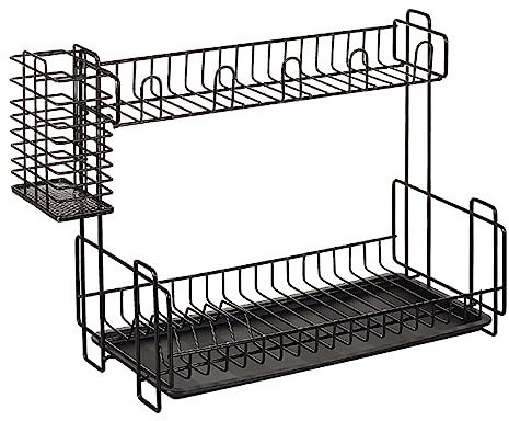 siduytin Estante para secar platos, vajilla de 2 niveles, tenedor, cuencos, soporte de almacenamiento, escurridor de Hotel para el hogar, accesorios de organización de cocina