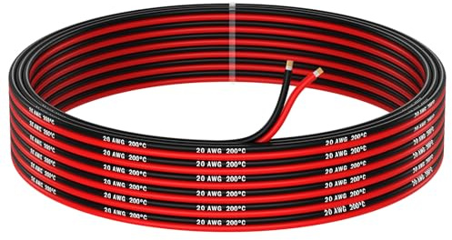 MMOBIEL 20 AWG Elektrisk Kabel Parallell – 20 Gauge 10m / 32.8ft - Förtennad Kopparkabel - 2-Ledartråd för Bilkabel - Ledstrips, Ljud- / Högtalarkabel, Lågspänningsbelysning i Landskapet, Lampor