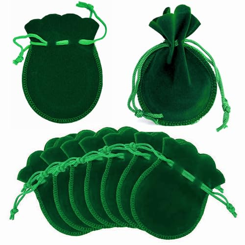 XCSJ 20 Pcs Samtbeutel Klein (Grün, 12 * 9) | Schmuckbeutel Samtbeutel Mit Kordelzug Geschenkbeutel Jewelry Bag Diy Süßigkeiten Bags für Hochzeit, Geschenk, Weihnachten