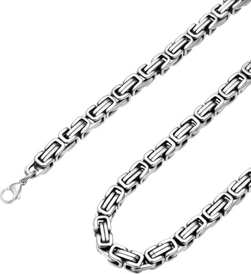 ChainsPro Königskette für Herren Damen Byzantinische Halskette Edelstahl 4/6mm breit Schmuck Silber,Gold & Silber und Gold schwarze Mischung 46-76cm klassisches und edles Geschenk