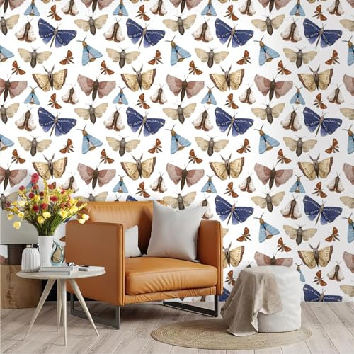 Klebefolie Möbel Schmetterling Braun Blau Selbstklebende Folie Vinyl Selbstklebende Tapete Wasserdicht Möbelfolie Dekorative Wandtapete Wohnzimmer Schrank Tapeten 1P (45x300 cm)