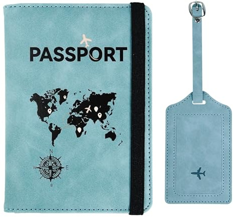 VELOGA PU Leder Reisepasshülle - Personalisierte Reisepasshülle mit Kartenfächern, Gepäckanhänger, RFID-Schutz Stilvolle Reisepasshülle und Reisepasshülle Damen & Herren Perfekt für alle Reisenden,