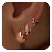 VIROMY Kleine Gold Hoop Ohrringe Set für Frauen,Chunky Gold Hoop Ohrringe Tiny Lightweight CZ für Frauen