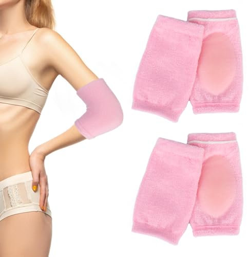 Wanmu 4 x feuchtigkeitsspendende Ellenbogenschoner mit Gel-Pad für Frauen, Ellenbogen-Gel-Abdeckung, Fersensocken für Spa, feuchtigkeitsspendende trockene, rissige Hautpflege
