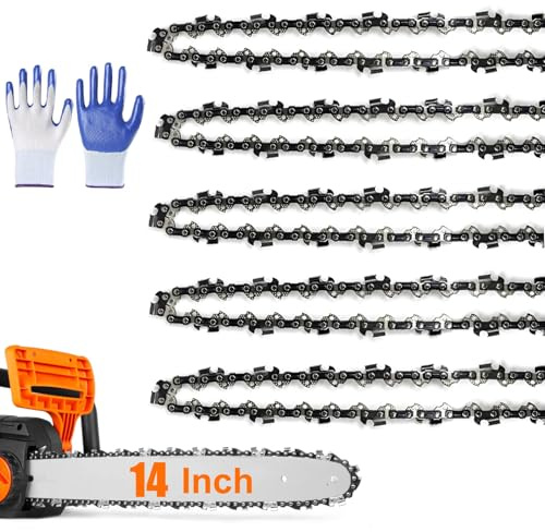 5-Pack 14Inch(35cm) Chainsaw Chains, 3/8 LP Pitch, .050(1.3 mm) Gauge, 52 Drive Links, Compatible with Husqvarna 120, Echo CS-310, Ryobi RY3714, Craftsman, Poulan, Homelite and More