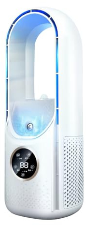 Genérico ventilador silencioso, ventilador sin aspas con spray de humidificación, 6 velocidades, 6 horas temporizador, pantalla LED, 30 cm USB ventilador de mesa para oficina, dormitorio, dormitorio