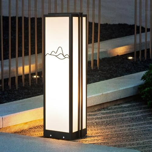 Lámpara de pie Moderna para Exteriores, de 62 cm, con bolardo de 24,6, Resistente al Agua IP65, de Hierro y Metal, Ideal para Patio, Porche, Entrada de vehículos y jardín.
