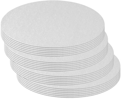 LEXININ 24 PCS 10 Inch/25cm Round Silver Cake Board, Silver Cake Circle for Wedding Party Decoration
