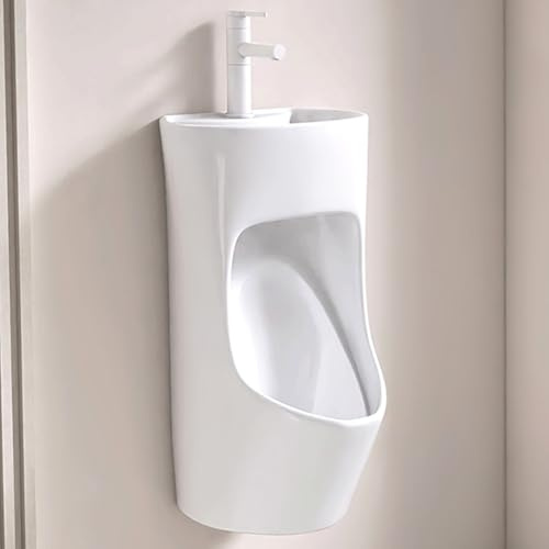 YUGXTH Orinatoio in ceramica a parete, centrifuga ad alta efficienza con lavabo integrato e rubinetto estraibile girevole, deviatore torina WC design salvaspazio 2 in 1 (fila di base)