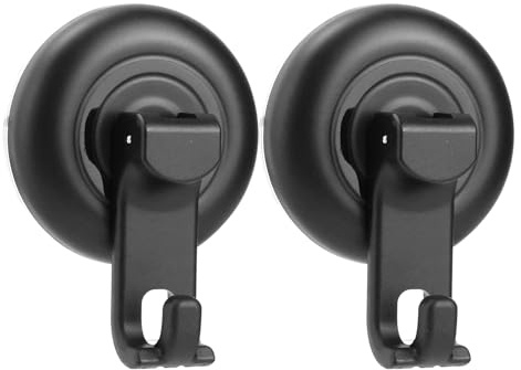 QZDAFFIC 2 ganci a ventosa, gancio da parete riutilizzabile, senza foratura, gancio da cucina, impermeabile, versione aggiornata per bagno (nero)