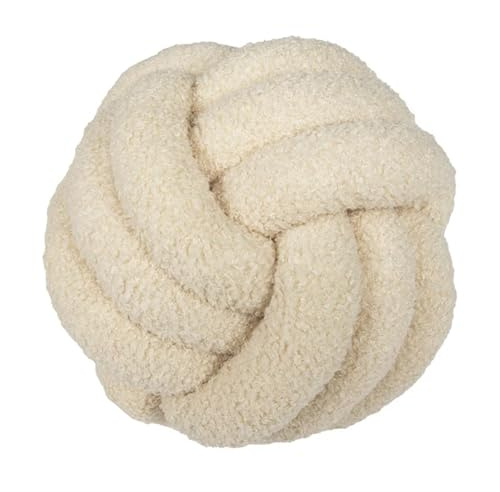 QWWQYDY Cojin Nudos Almohada Enrollable de Lana Cordero, Almohada Bola Tejida a Mano, cojín en Forma for sofá, Sala Estar, Respaldo cabecera(Beige,28cm)