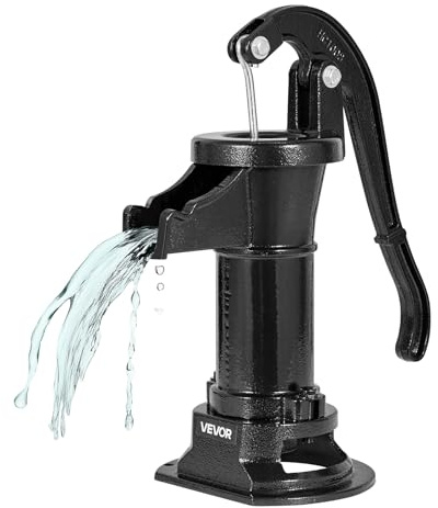 VEVOR Well Hand Pitcher Pump, 25 ft Maximum Lift, Antique Cast Iron Manual Hand Water Pump, NPT 1-1/4 in Connection, Easy Installation, Old Fashioned for Outdoor Garden, Pond, Backyard, Farm, Black