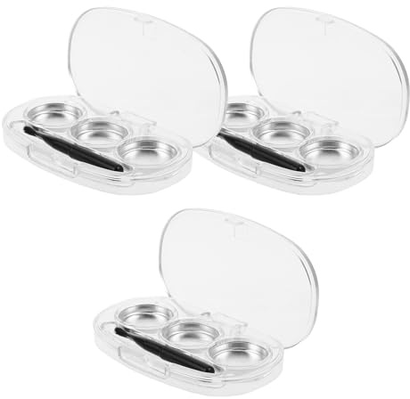 TOYZFRIENDY Organizer in Alluminio e Plastico 3 Pezzi per Trucchi da Viaggio e Pennello con 3 Scomparti Scatola Vuota Compatta e Igienica per Palette Ombretti