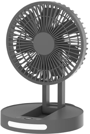 Ventilatore da tavolo portatile ricaricabile con display digitale, impostazioni di velocità multiple for uso in ufficio e a casa(Gray)