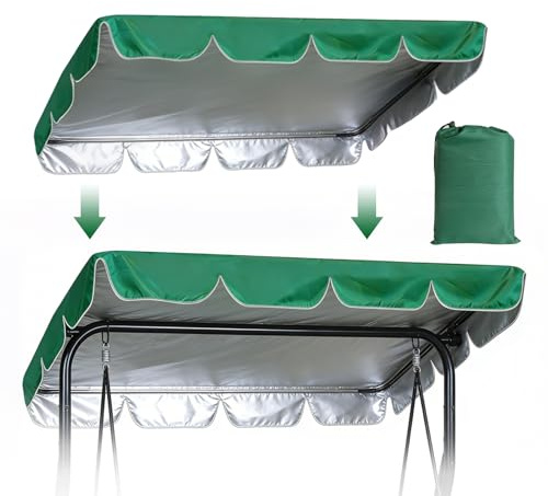 420D Oxford Hollywoodschaukel Dachbezug 210 x 145 cm, Universal Ersatzdach Hollywoodschaukel 3 Sitzer, Wasserdicht UV-Schutz Geeignet zum Ersetzen des Baldachins Einer Dach Hollywoodschaukel