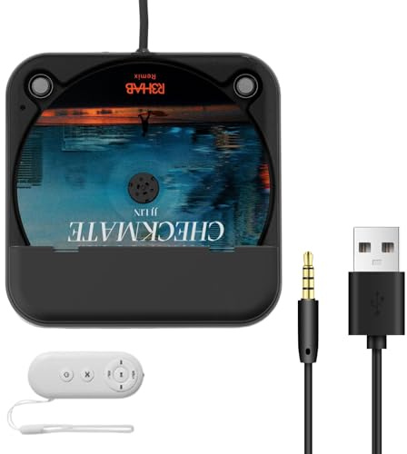CD-spelare för bil med USB/AUX-port, universell bil CD-spelare extern CD-enhet, kompatibel med AutoRadio, CD-spelare för fordon, bärbar dator, PC, TV, med AUX-kabel, svart