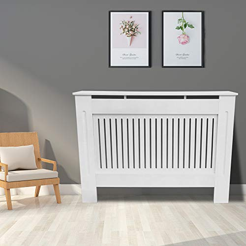 Greenbay Radiator Cover MDF Vertical White Medium 1120 x 815 x 190(mm) | Modern, Painted, Flat Pack, Fitting Kit, Shelf Top, Check Internal Size, Includes Fitting Kits