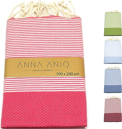ANNA ANIQ Hamamtuch groß 100x200 cm Reise Strandtuch XXL Saunatuch Damen - 100% Baumwolle Fouta Pestemal Stranddecke Saunakilt Saunahandtuch Herren Badetuch Pareo Strandhandtuch (Koralle)