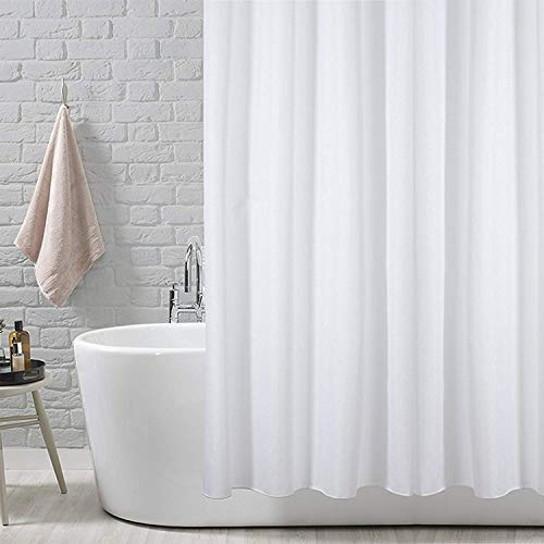 ANSIO Shower Curtain for Bathroom - Mould and Mildew Resistant - Solid White, 180 x 180 cm (71 x 71 Inch) | Water Repellent Fabric | 100% Polyester