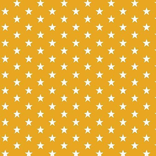 babrause® Baumwollstoff Sternchen Gelb Webware Meterware Popeline OEKOTEX 150cm breit - Ab 0,5 Meter