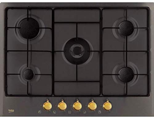 Piano cottura a gas 5 fuochi (1 Bruciatore Wok) da 75 cm colore Ghisa