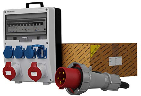 Doktorvolt Stromverteiler Baustromverteiler Verteilerkasten Steckdosenverteiler Mobilverteiler TD-S/FI 2x32A 4x230 Dosen Kabel 5x10mm2 0021