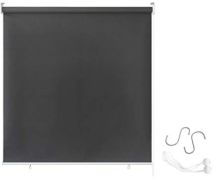 AUFUN Außenrollo Balkon Outdoor Rollo Wetterfest 140 x 140 cm Outdoorrollo Sonnenschutz Balkonrollo UV Schutz, Reflektierende Thermofunktion für Fenster & Türen, Anthrazit