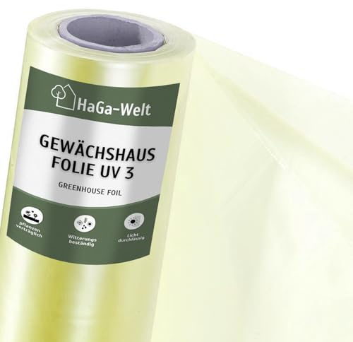 HaGa UV3 Film pour Serre 6m x 10m Film PE Transparent - comme Tunnel en Plastique, Serre, Serre à tomates | Résistant aux intempéries | Résistant aux UV