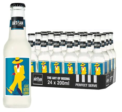The Artisan Drinks Company Agave Lemon Tonic Water - 200mlx24 Tonic Water Bottles - Natural Ingredients with Real Lemon Juice - A Unique Bitter Lemon Ideal for Mixing