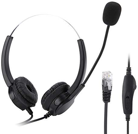 Annadue Freisprech Callcenter Headset, Crystal RJ9 Telefon Headset mit Geräuschunterdrückung Mikrofon, Leichte Headset Headset Kabelkopfhörer für Telefonzellen, VOIP Netzanruf