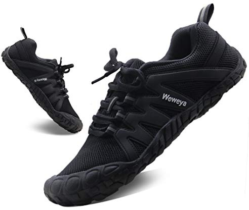 Weweya Barefoot Shoes Women Minimalist Running Five Finger Cleat-Less Bike Shoes Cycling Outdoor Training Fitness Climbing Sneakers Black US Size 9 9.5