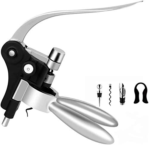 Juego de sacacorchos para abrebotellas de vino con diseño de conejo [2020 actualizado] FYH Kit de abrebotellas de vino con cortador de papel de aluminio, tapón de vino y espiral extra (plata)