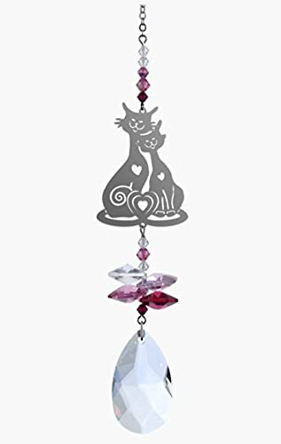 Crystal Fantasy - Crystal Suncatcher Cats In Love - Deep Rose