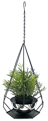 DanDiBo Blumenampel Innen Metall Wand Hängepflanzen 59 cm 96095 S mit Topf 6 Ecken Pflanzenhänger Blumenhänger Topfhänger Blumen Blumentopfhänger Hängetopf
