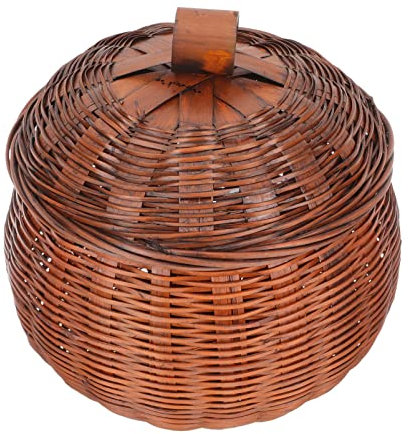 Cabilock Vintage Kürbiskorb Rattan-blumenkorb Aufbewahrungskörbe Aus Dekorative Körbe Organisieren Weidenkorb Mit Deckel -organizer-behälter Vorspeisenkörbe Rattan-box Hölzern