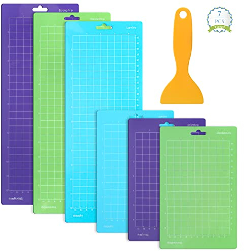 Ticeed 6 Stück Schneidematte für Cricute mit 1 Spachtel Rutschfeste Schneidematte Ersatzzubehör Strapazierfähige Matte zum Nähen Quilten Handwerks Schneidematten Set L/35.5 * 34cm S/21.5 * 14cm