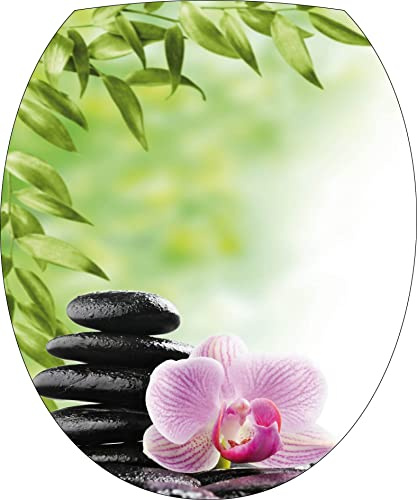Stickers WC Galets Orchidée Zen - Stickers autocollant abattant WC 35x42 cm - 278