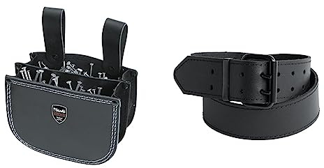 KWB Nageltasche für Dachdecker aus Rinds-Leder, Leder-Gürtel mit Doppelsteg-Schnalle, Schwarz, 115 cm, Weiße Naht, für Werkzeug-Taschen, Jeans u. v. m.