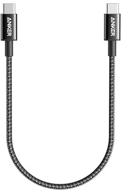 Anker New Nylon USB-C to USB-C Cable (2pack, 1 ft, 60W), USB 2.0 Type C Charging Cable for MacBook Pro 2020, iPad Pro 2020, iPad Air 4, Samsung Galaxy S21, Nintendo Switch, Pixel, LG, and More (Black)
