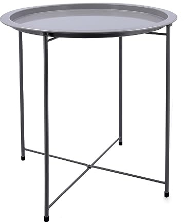 VINTHERA Mesa Auxiliar Acero Moa de Hierro 46,80x46,80x50,20cm | Gris, Hierro, 46,80x46,80x50,20cm