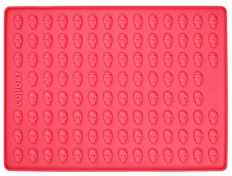 Collory Backmatte Hundekekse, Leckerlis in MINI TOTENKÖPFE (ca. 2cm), Silikon Schokoladenform für Halloween, Eisform, Lebensmittelecht & Bpa-frei