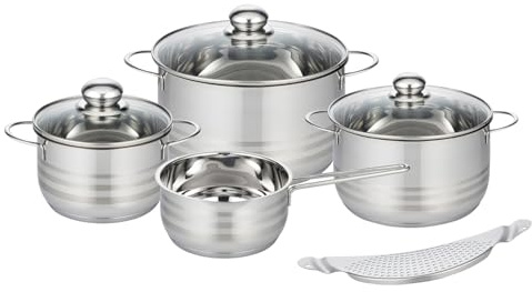ELO Kochtopf-Set - Edelstahl - mit Deckel - 5-teilig - mit Abgießhilfe aus Edelstahl
