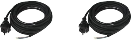 as - Schwabe Gummi-Anschlussleitung 5 m – Verbindungskabel 230 V / 16 A, H07RN- Schuzkontaktstecker mit Leitung – Strom-Kabel mit Aderendhülsen – IP44 I 70552 5 m H07RN-F 2x1,0 (Packung mit 2)