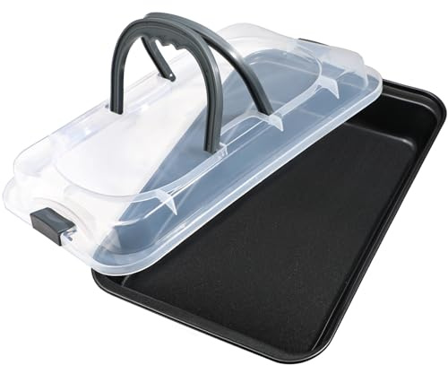 Webake 9x13 Inch Baking Pan with Lid and Handle, Non-Stick Cake Pan 2-Piece Set Rectangle Cake Carrier for Transport & Serve